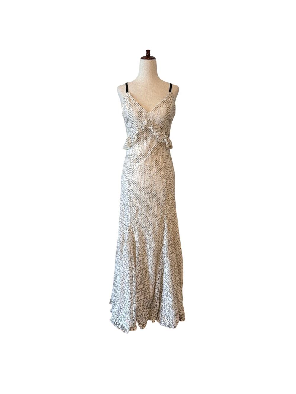 NWT Steve Madden Gracie A-Line Dot Ruffle Maxi Dress, Women's Size 4
